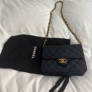 Vintage Chanel Cross Body Navy Bag.